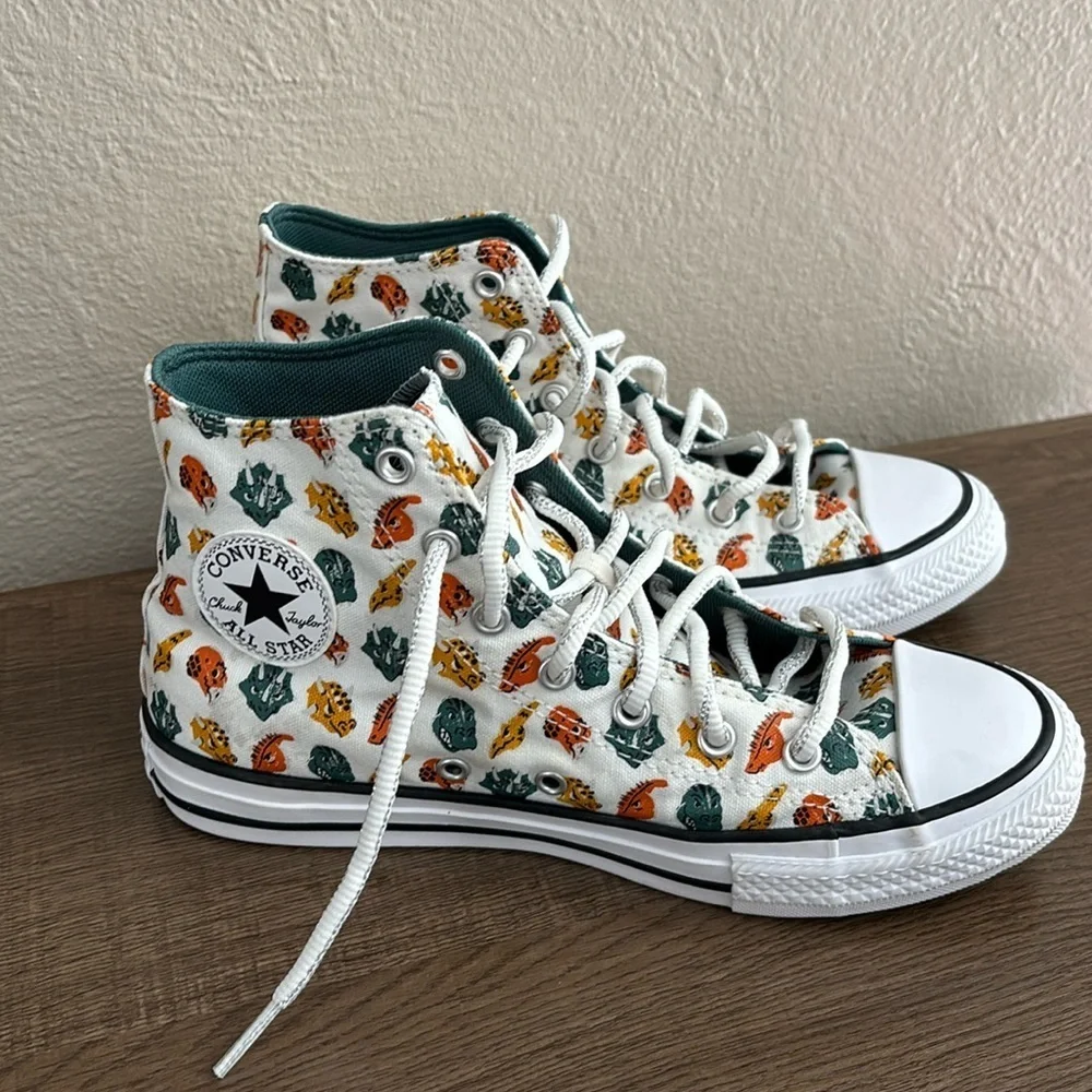Converse Boys Hi-Top Dinosaur School Sneakers Shoes Kids Size 4.5